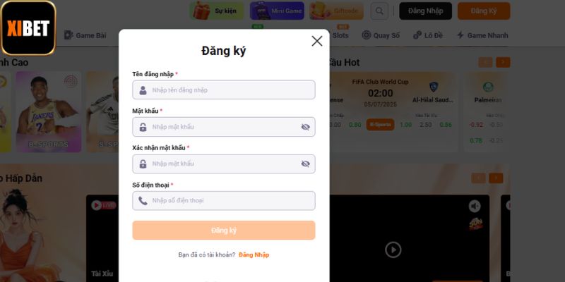 Điền thông tin đăng ký
