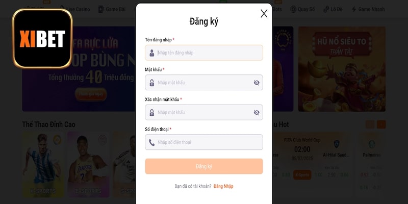 3 bước tạo tài khoản cực nhanh tại Xibet